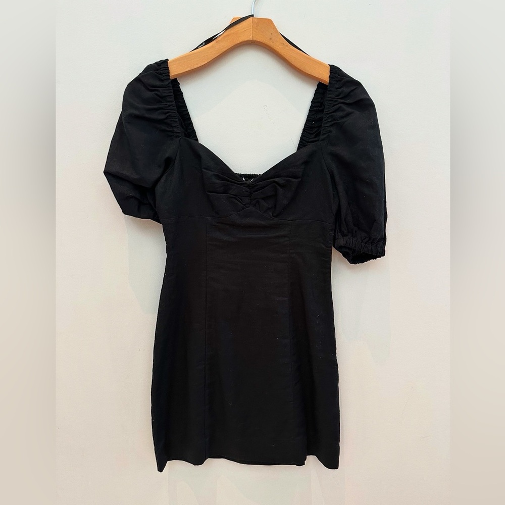 MINKPINK Black Mini Dress with Puff Sleeves